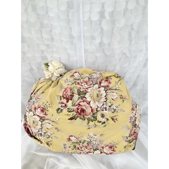 Vintage Ralph Lauren TWIN FITTED Sheet Sophie Brooke Yellow HUGE Garden Floral - Picture 2 of 6
